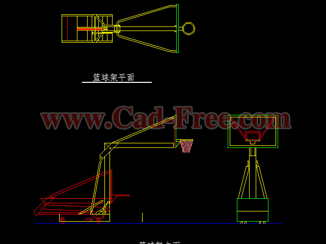 Basketball rack CAD floor plan and elevation
